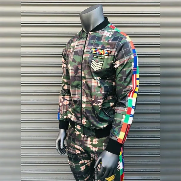 Men's Hudson Green Military Camouflage Fashion Tracksuit